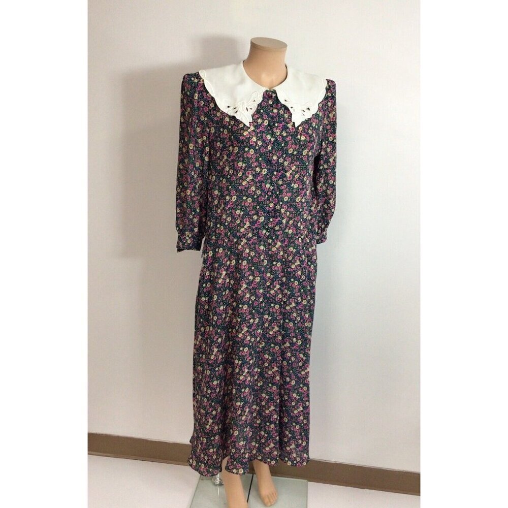 Carriage Court Vintage Floral Dress Cottage Core Womens 8